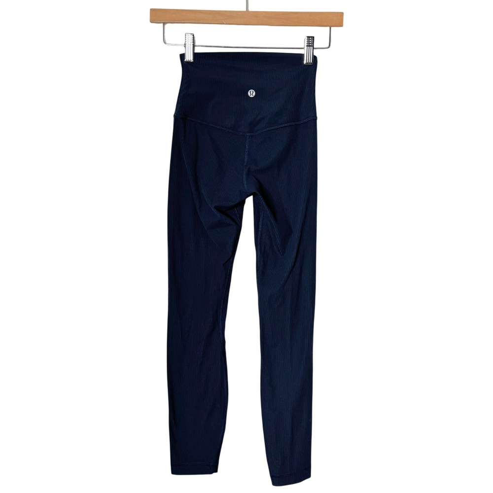 Lululemon Align High Rise Ribbed Pants Leggings Navy‎ Blue Yoga Womens Size 2